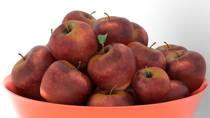 apple scattered in a plastic basket