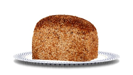 baked bread on white background