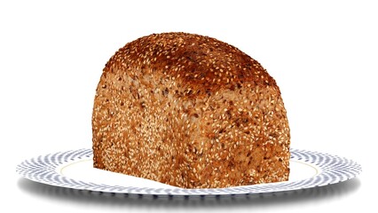 baked bread on white background