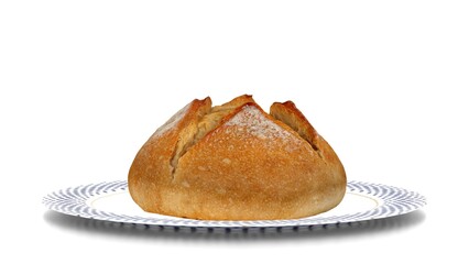baked bread on white background