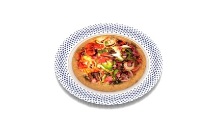 beef meat pizza in plate