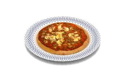beef meat pizza in plate
