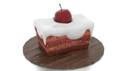 cake with cherry in plate