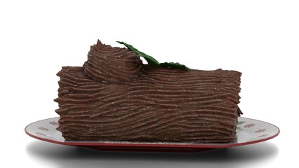 chocolate log in plate