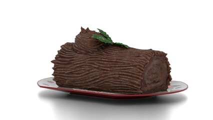 chocolate log in plate