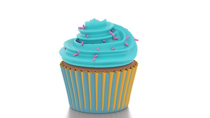cream cupcake on white background