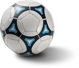 A classic soccer ball with a distinctive pattern, used for playing the sport.