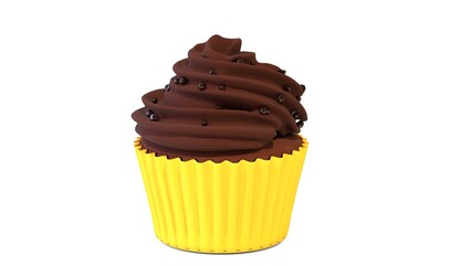 cream cupcake on white background