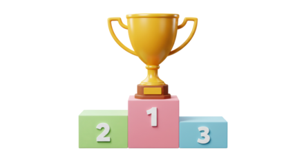 Isolated Gold Trophy on Podium