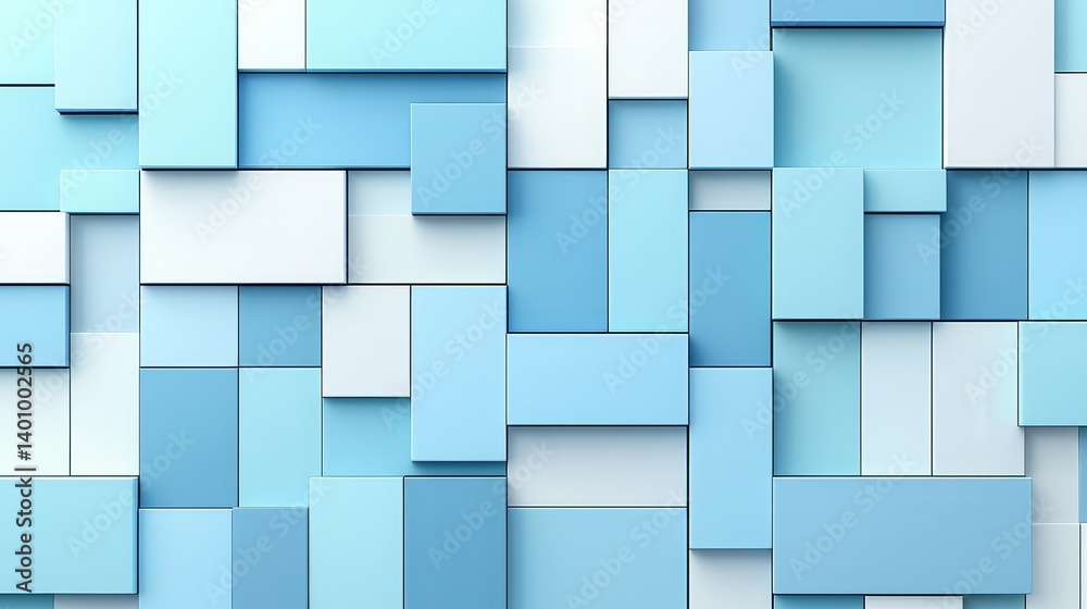 Leinwandbilder wall made of blue and white blocks. the blocks are arranged in a way that creates a pattern