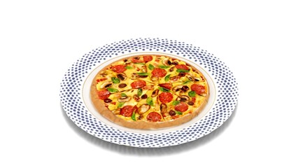 delices pizza on white background