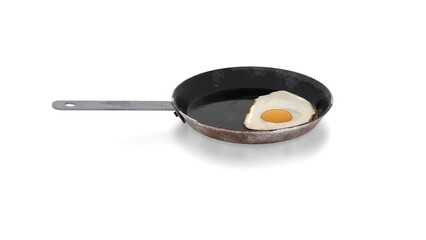 egg fry on pan with white background