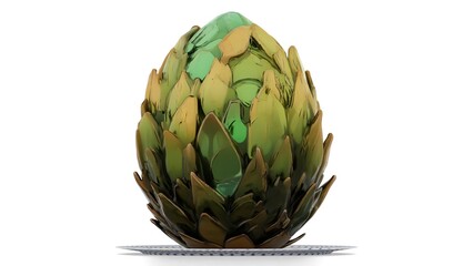 Fototapeta premium Green Dragon Egg on White Background