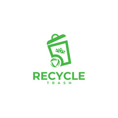 Recycle trash logo template illustration