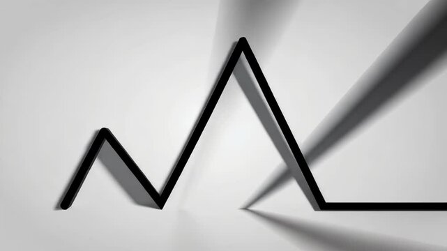 Simple abstract financial chart with dark line on a bright neutral gradient background, for business concepts of growth and decline
