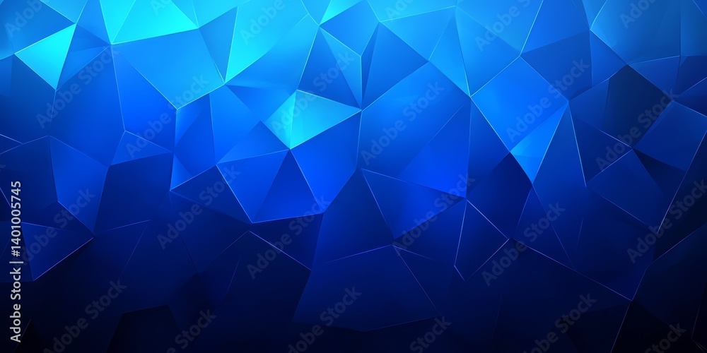 Poster blue and white background with a lot of blue and white triangles. the triangles are arranged in a wa