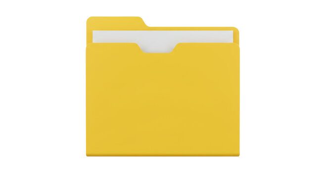 Isolated Yellow Folder with Paper