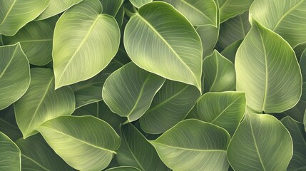 Serene Green Leaves Background: A Lush Collection of Vibrant Foliage