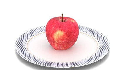 realistic apple in plate