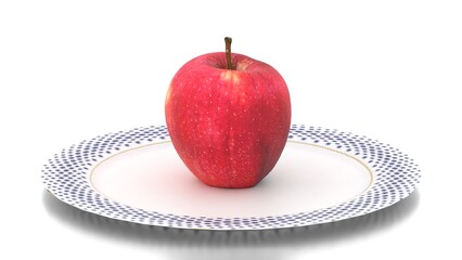 realistic apple in plate