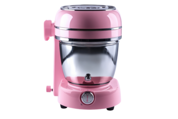 Elegant pink retro kitchen mixer stylish stainless steel bowl perfect for baking gleaming chrome accents adds vintage