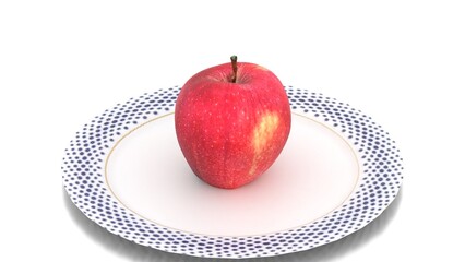 realistic apple in plate