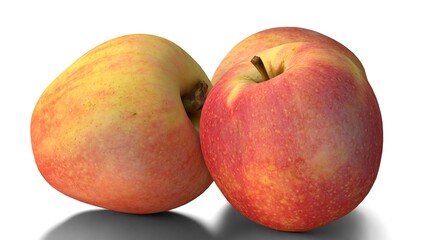 red fresh apple on white background