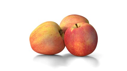 red fresh apple on white background