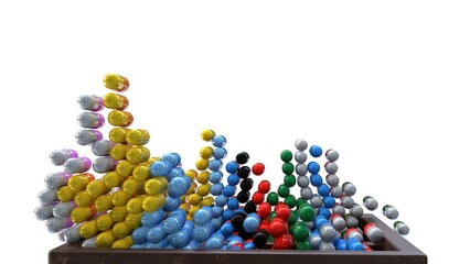 scattered colorful capsules