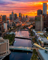 Golden Hour Over Melbourne’s Yarra River Skyline