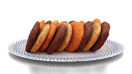 stylized cookies on white background