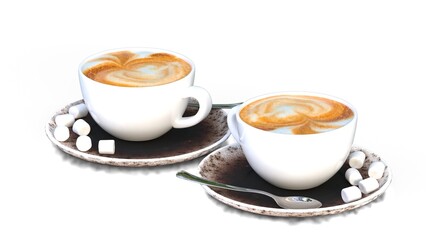 two cup of coffee with marshmallow
