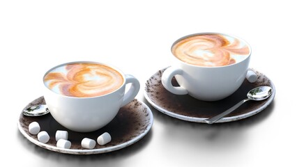 two cup of coffee with marshmallow