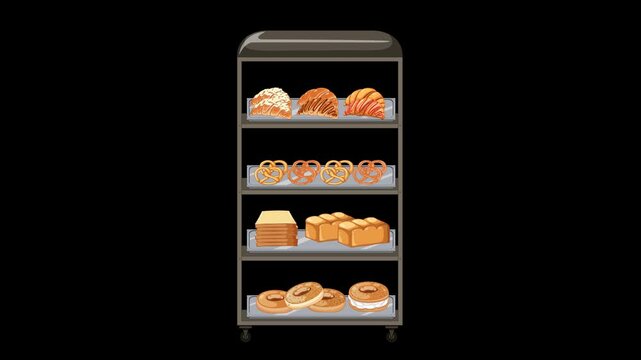 Assorted Bakery Goods Pop Animation - Transparent Display, 4K