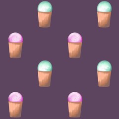 Ice cream seamless pattern. Summer background.