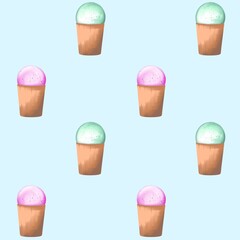 Ice cream seamless pattern. Summer background.