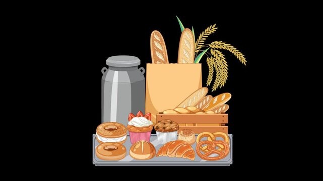 Fresh Bakery Delights Pop Animation - Transparent Food, 4K