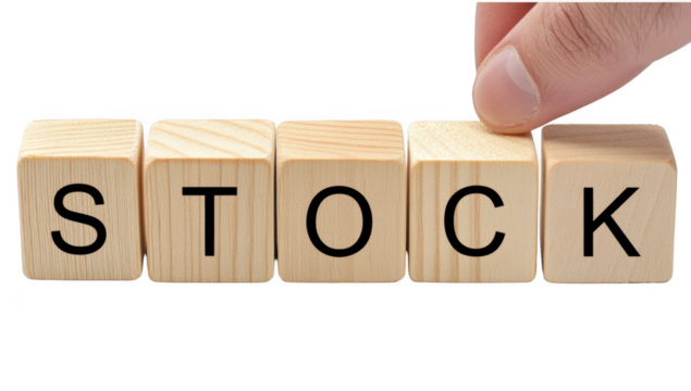 Stock wooden block PNG no background for investment and economy concept.