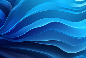 Fototapeta premium Stylized abstract art with flowing blue wave patterns on a soft blue background, modern flat design 