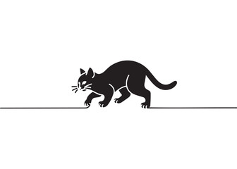 Silhouette of a cat stalking prey.