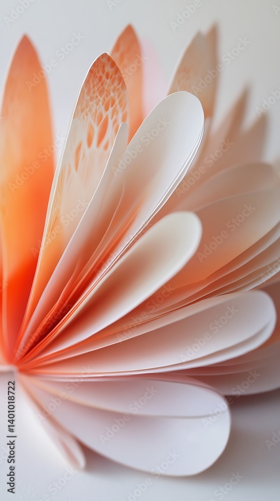 Poster Abstract Floral Structure with Peach Gradient Paper Layers on White Background