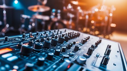 Obraz premium A well-organized music recording studio with professional equipment, Instruments and recording gear set up for creativity, Classic photo of