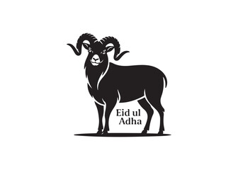 Eid al Adha Ram Silhouette Design for Print or Web