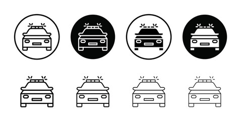 Flashing police car icon Vector flat thin line illustration