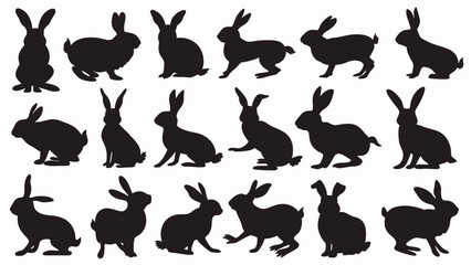 Bunnies silhouette vector set