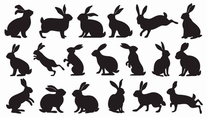 Bunnies silhouette vector set