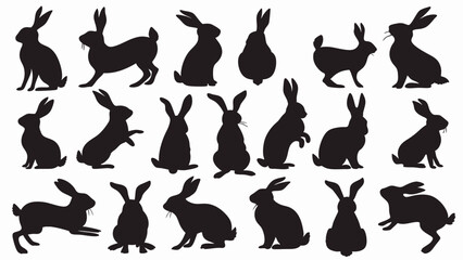 Bunnies silhouette vector set