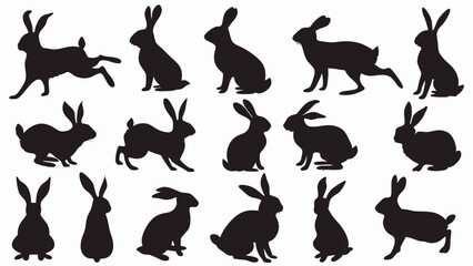 Fototapeta premium Bunnies silhouette vector set