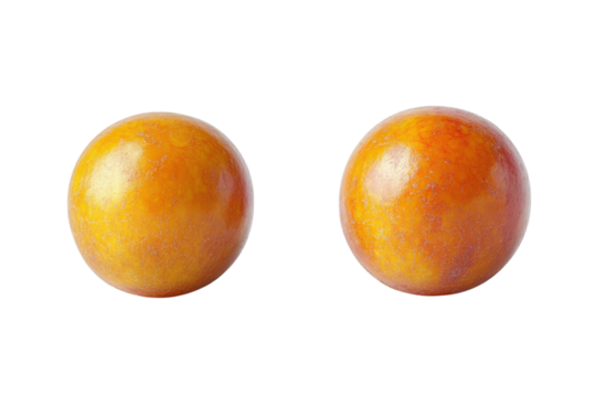 Two vibrant orange spheres against a black background showcasing a unique textured surface with warm glowing tones and