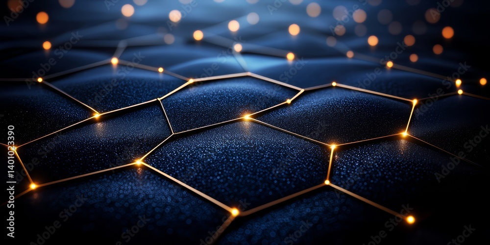 Fototapete close up of a blue and gold patterned surface with a lot of small dots. the dots are arranged in a h